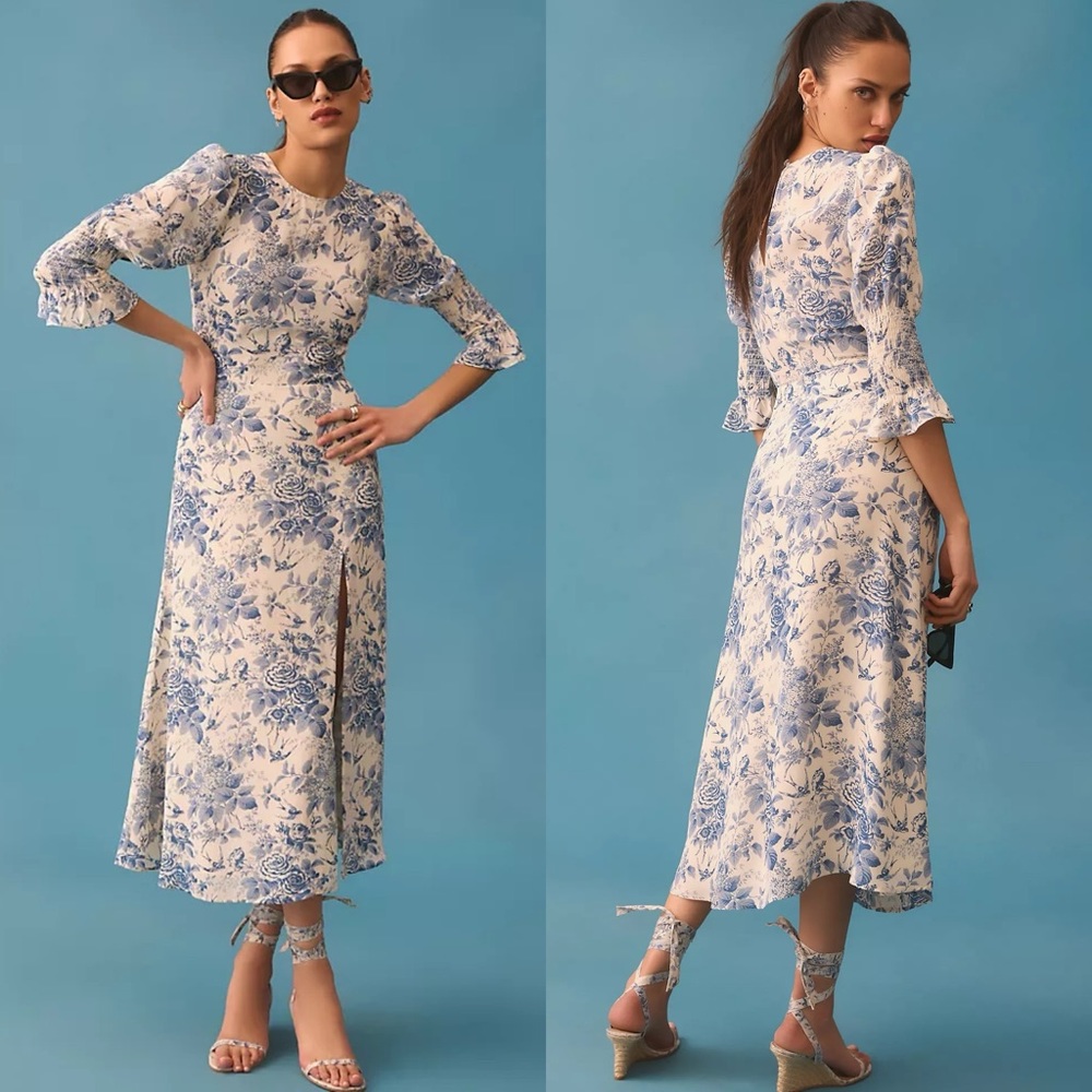 New Reformation Carolena Floral Midi Dress